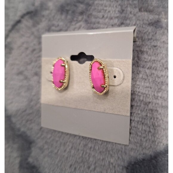 Kendra Scott Ellie Gold Stud Earrings in Magenta/Excellent Used Condition - Picture 2 of 4